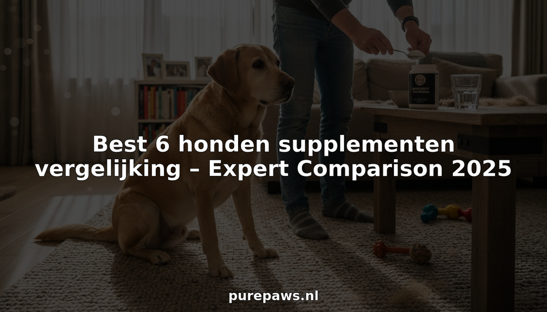 Een Labrador en zijn baasje maken samen de voedingssupplementen voor de hond klaar.