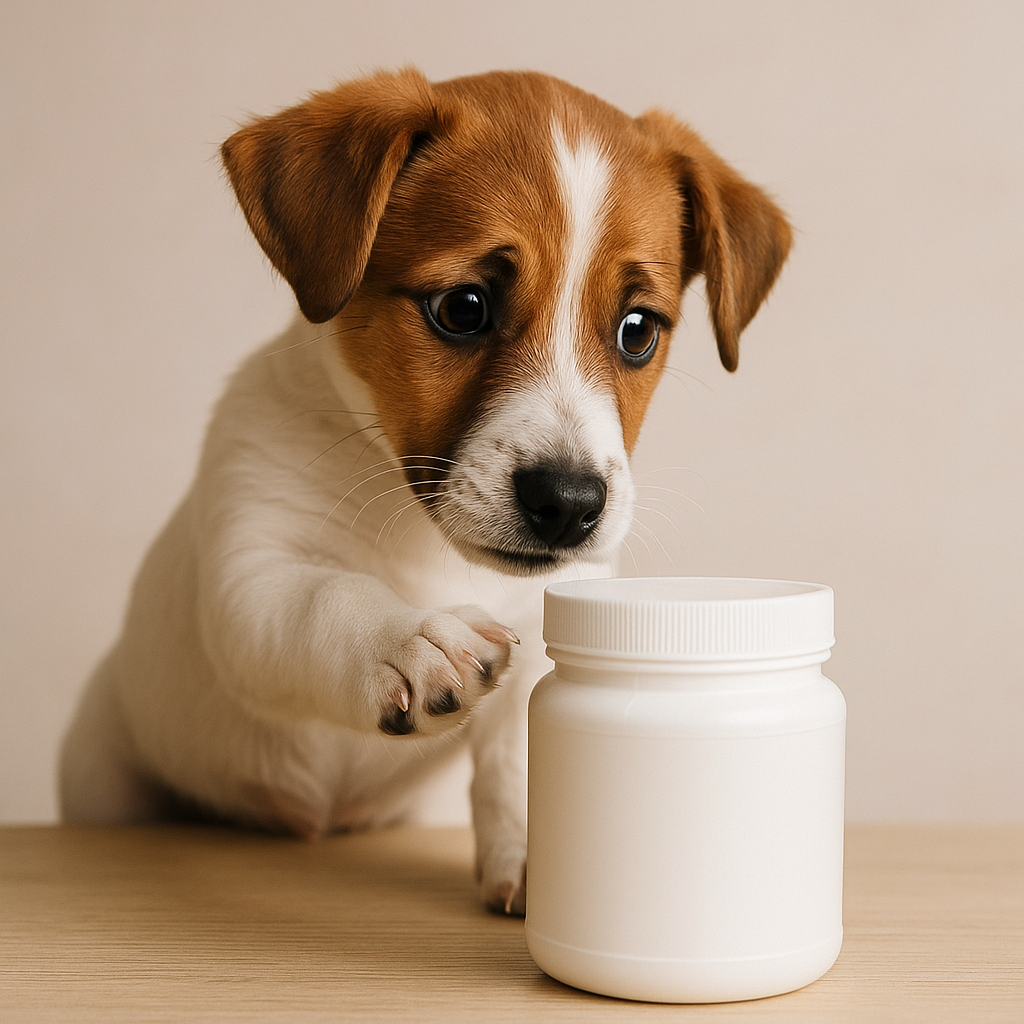 puppy met potje