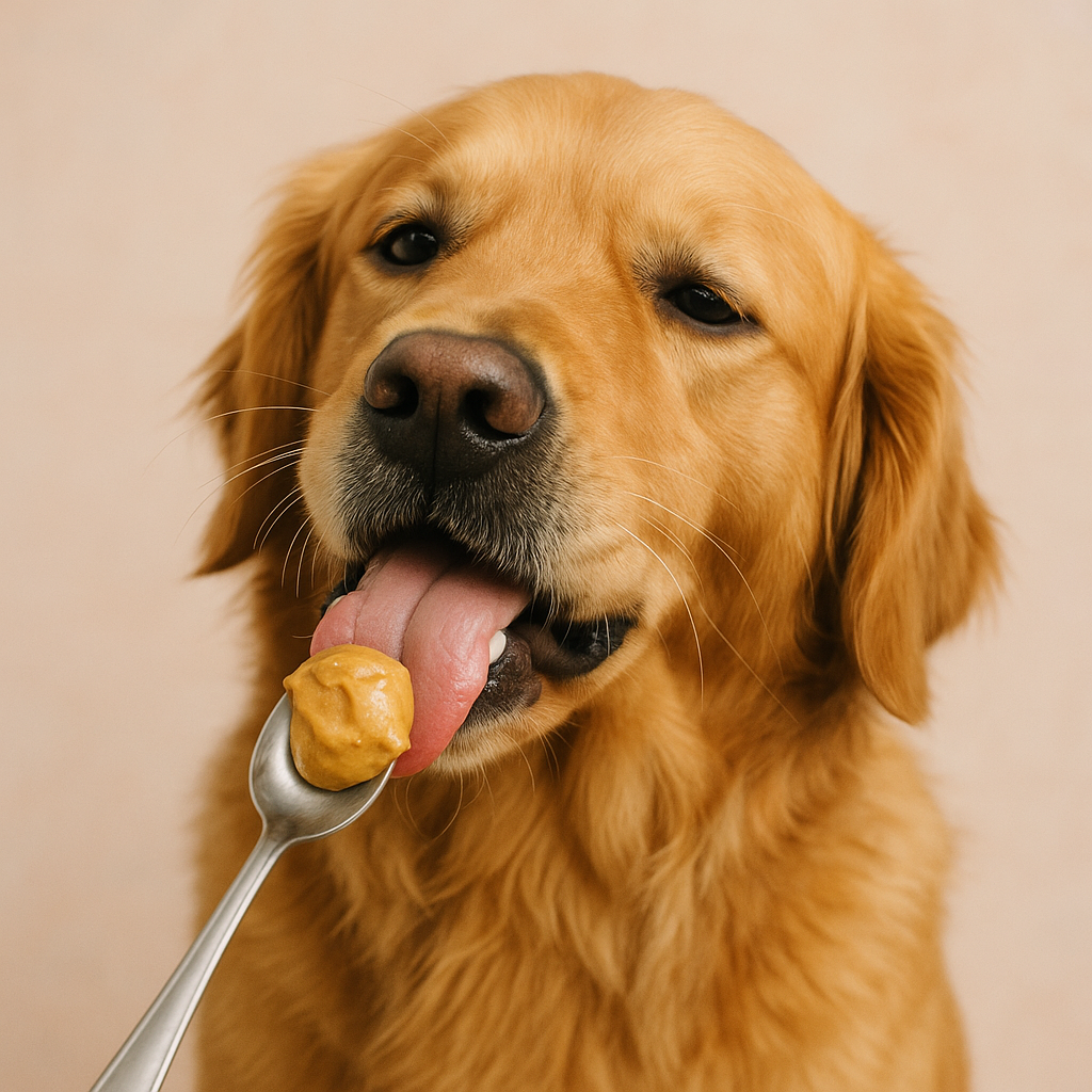 hond eet pindakaas